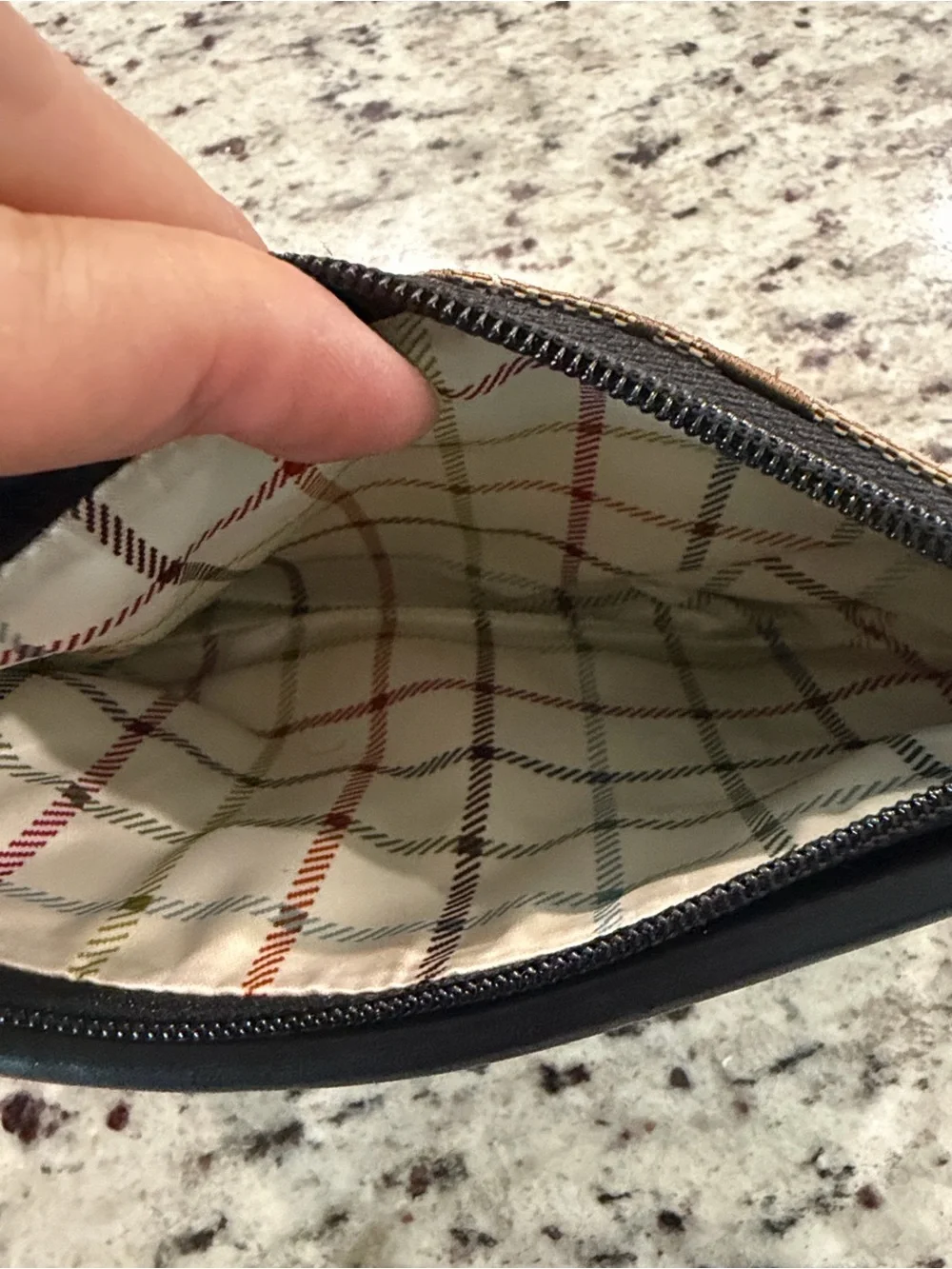 Y2K Coach Khaki Signature Canvas Wristlet with Black Leather Trim